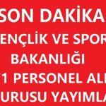 Gençlik ve Spor Bakanlığı 1071 Personel Alımı Duyurusu!