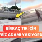 İnternette Skandal: Evsiz Adamın Yanında Fişek Patlattılar!