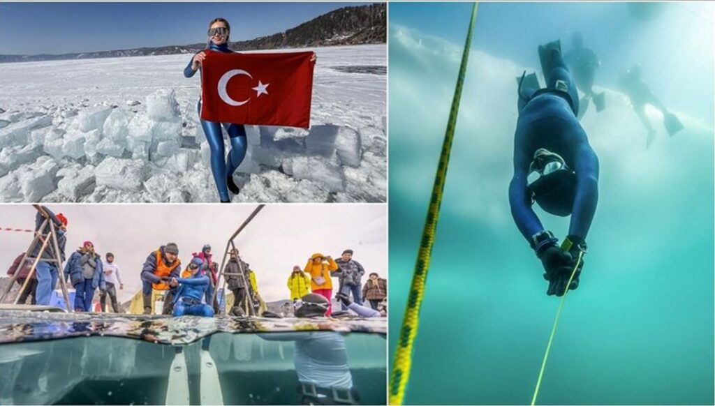 Şahika Ercümen’den Baykal Gölü’nde Buz Altı Dalışı!